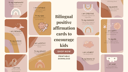 Bilingual affirmation cards for children. (Printable)